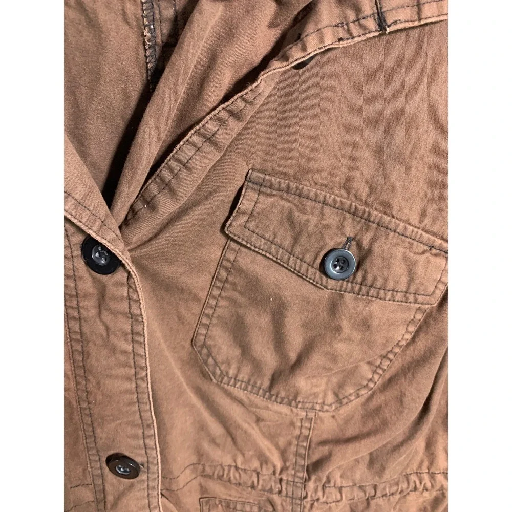 Woman Within Brown Utility Field Jacket Womens Plus 1X 22/24 Button Front Coat - Picture 2 of 6